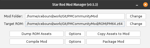 Screenshot of the Star Rod Mod Manager menu