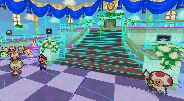 Mario placed right below the stairs in kkj_00